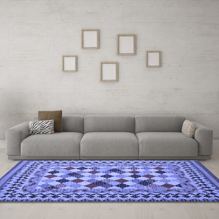 Machine Washable Abstract Blue Contemporary Rug in a Living Room, wshcon997blu