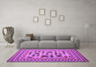 Machine Washable Abstract Purple Contemporary Area Rugs in a Living Room, wshcon997pur