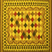 Square Machine Washable Abstract Yellow Contemporary Rug, wshcon997yw