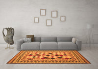 Machine Washable Abstract Orange Contemporary Rug, wshcon997org
