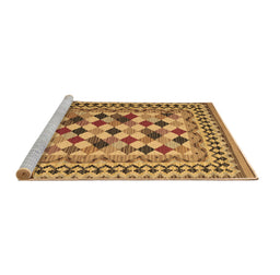 Sideview of Machine Washable Abstract Brown Contemporary Rug, wshcon997brn