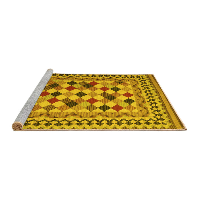 Sideview of Machine Washable Abstract Yellow Contemporary Rug, wshcon997yw