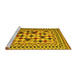 Sideview of Machine Washable Abstract Yellow Contemporary Rug, wshcon997yw