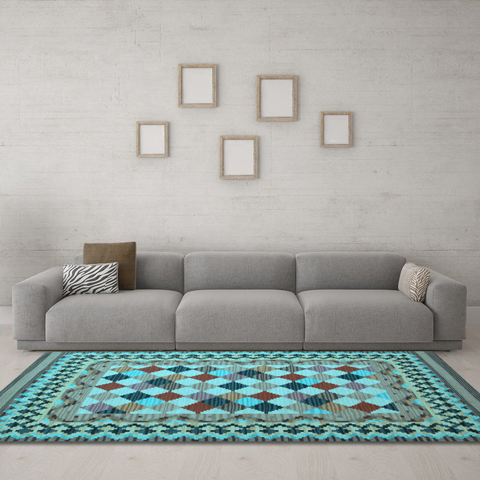 Machine Washable Abstract Light Blue Contemporary Rug in a Living Room, wshcon997lblu