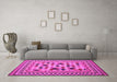 Machine Washable Abstract Pink Contemporary Rug in a Living Room, wshcon997pnk