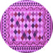 Round Machine Washable Abstract Purple Contemporary Area Rugs, wshcon997pur