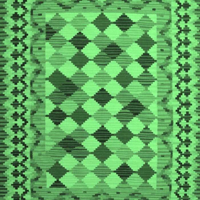 Machine Washable Abstract Emerald Green Contemporary Area Rugs, wshcon997emgrn