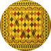 Round Abstract Yellow Contemporary Rug, con997yw