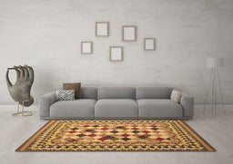 Machine Washable Abstract Brown Contemporary Rug in a Living Room,, wshcon997brn