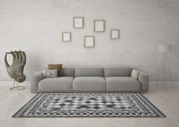 Machine Washable Abstract Gray Contemporary Rug in a Living Room,, wshcon997gry