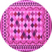 Round Machine Washable Abstract Pink Contemporary Rug, wshcon997pnk