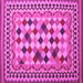 Square Machine Washable Abstract Pink Contemporary Rug, wshcon997pnk