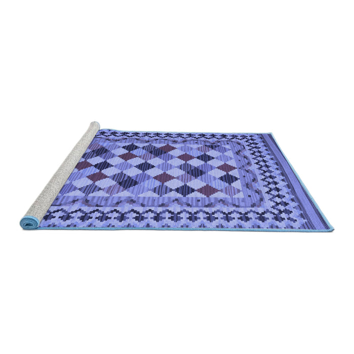 Sideview of Machine Washable Abstract Blue Contemporary Rug, wshcon997blu
