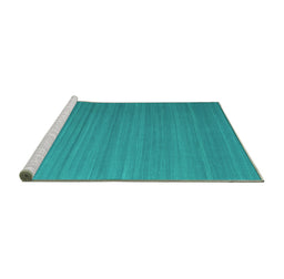 Sideview of Machine Washable Abstract Turquoise Contemporary Area Rugs, wshcon998turq