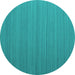 Round Machine Washable Abstract Turquoise Contemporary Area Rugs, wshcon998turq