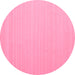 Round Machine Washable Abstract Pink Contemporary Rug, wshcon999pnk