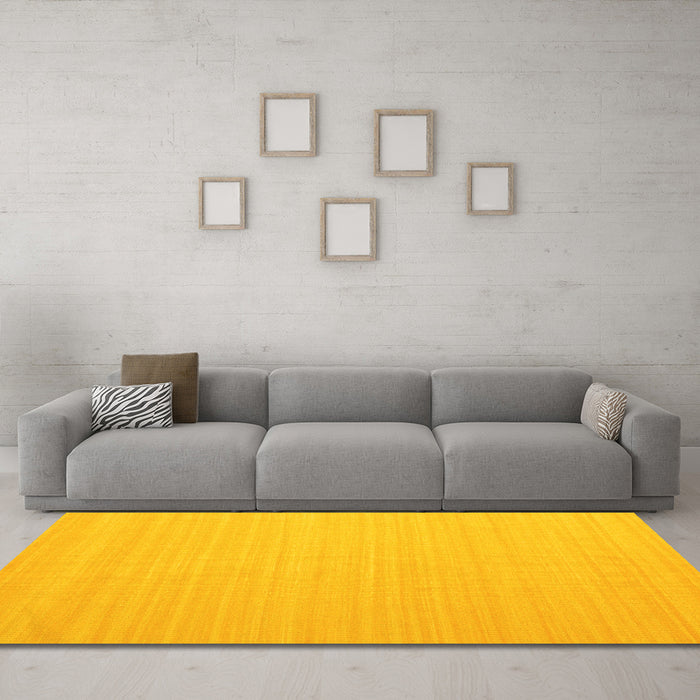Machine Washable Abstract Yellow Contemporary Rug in a Living Room, wshcon999yw