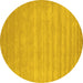 Round Machine Washable Solid Yellow Modern Rug, wshcon99yw