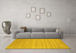 Machine Washable Solid Yellow Modern Rug in a Living Room, wshcon99yw