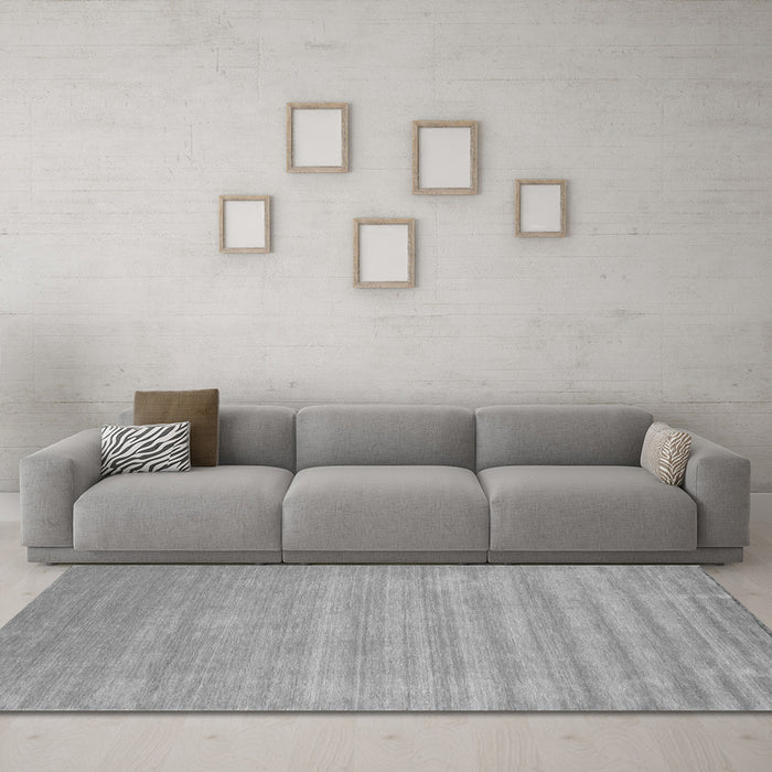 Machine Washable Solid Gray Modern Rug in a Living Room,, wshcon99gry