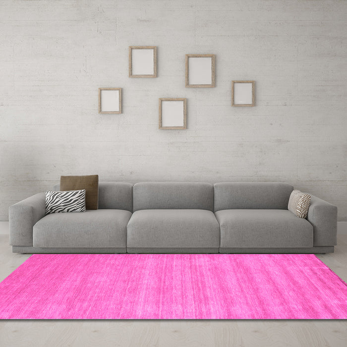 Machine Washable Solid Pink Modern Rug in a Living Room, wshcon99pnk