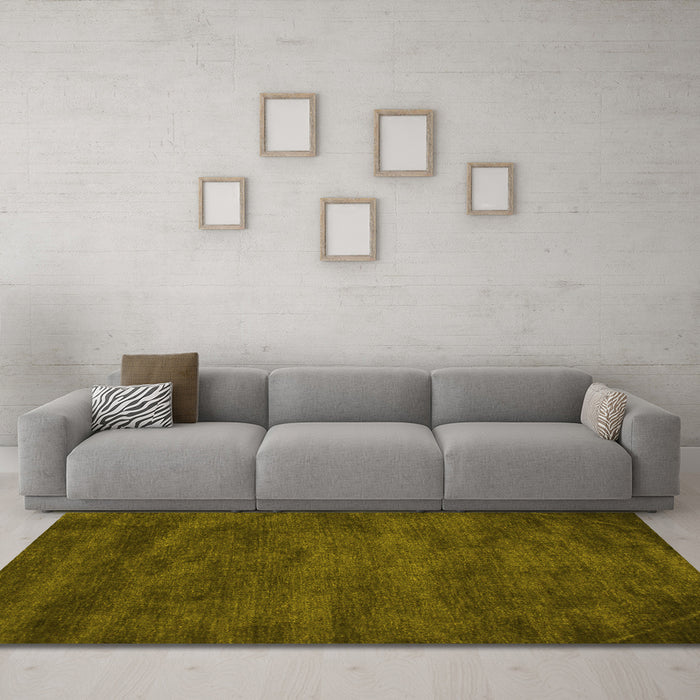 Machine Washable Abstract Yellow Contemporary Rug in a Living Room, wshcon9yw