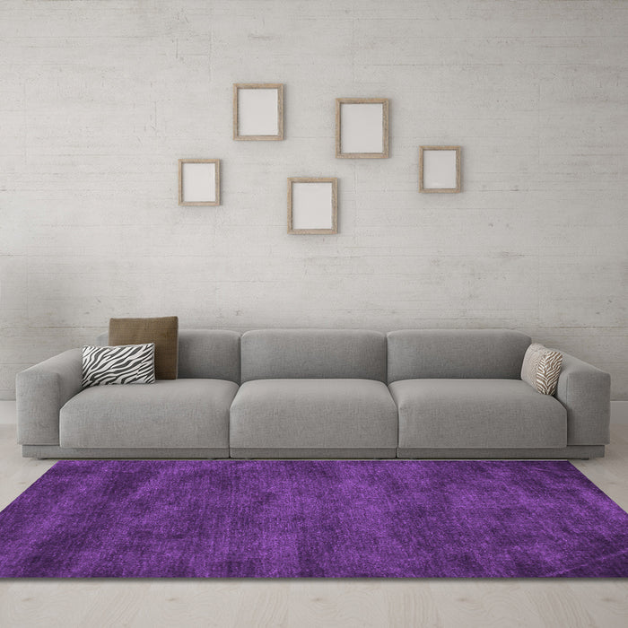 Machine Washable Abstract Purple Contemporary Area Rugs in a Living Room, wshcon9pur
