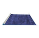 Sideview of Machine Washable Abstract Blue Contemporary Rug, wshcon9blu