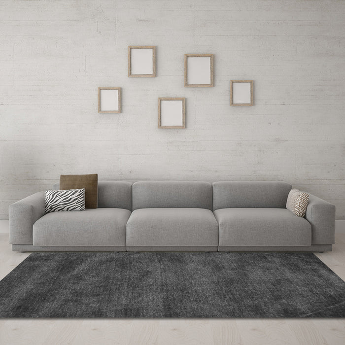 Machine Washable Abstract Gray Contemporary Rug in a Living Room,, wshcon9gry