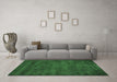 Machine Washable Abstract Emerald Green Contemporary Area Rugs in a Living Room,, wshcon9emgrn