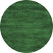 Round Machine Washable Abstract Emerald Green Contemporary Area Rugs, wshcon9emgrn