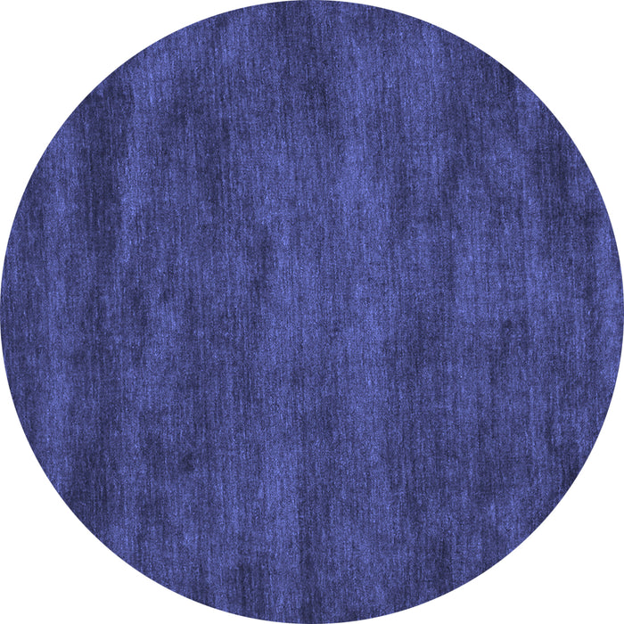 Round Machine Washable Abstract Blue Contemporary Rug, wshcon9blu