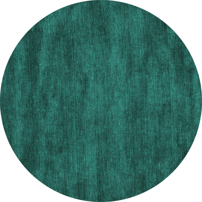 Round Machine Washable Abstract Turquoise Contemporary Area Rugs, wshcon9turq