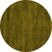 Round Abstract Yellow Contemporary Rug, con9yw