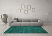 Machine Washable Abstract Turquoise Contemporary Area Rugs in a Living Room,, wshcon9turq