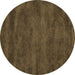 Round Abstract Brown Contemporary Rug, con9brn