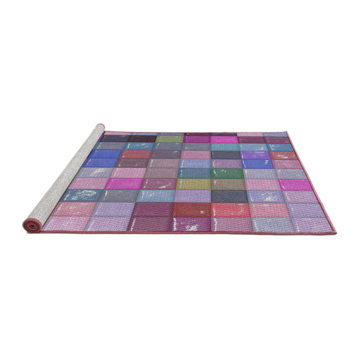 Serging Thickness of Machine Washable Transitional Purple Rug, wshpat100