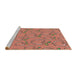Serging Thickness of Machine Washable Transitional Tangerine Pink Rug, wshpat1001