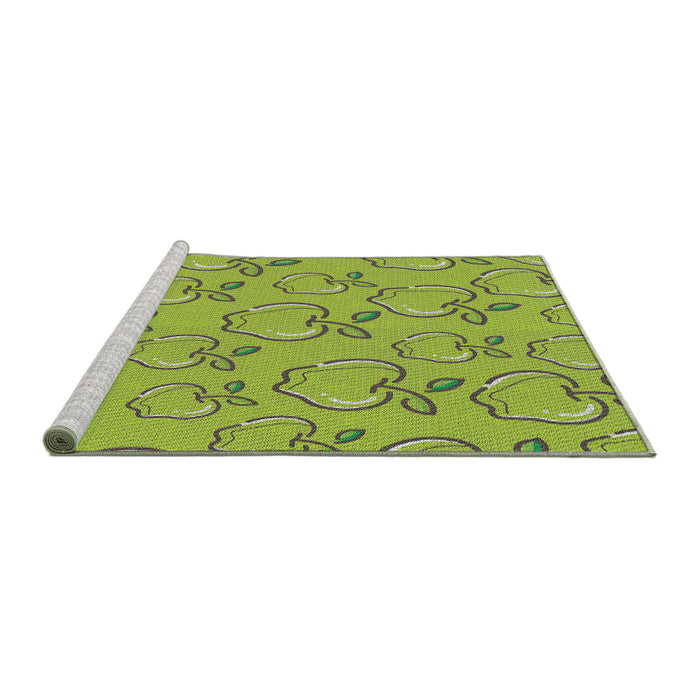 Serging Thickness of Machine Washable Transitional Olive Green Rug, wshpat1002