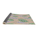 Thickness of Patterned Khaki Green Novelty Rug, pat1007