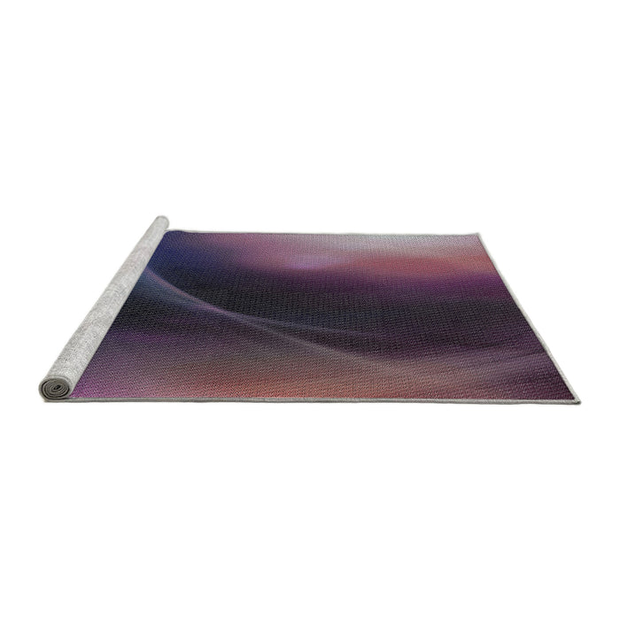 Serging Thickness of Machine Washable Transitional Lavender Purple Rug, wshpat101