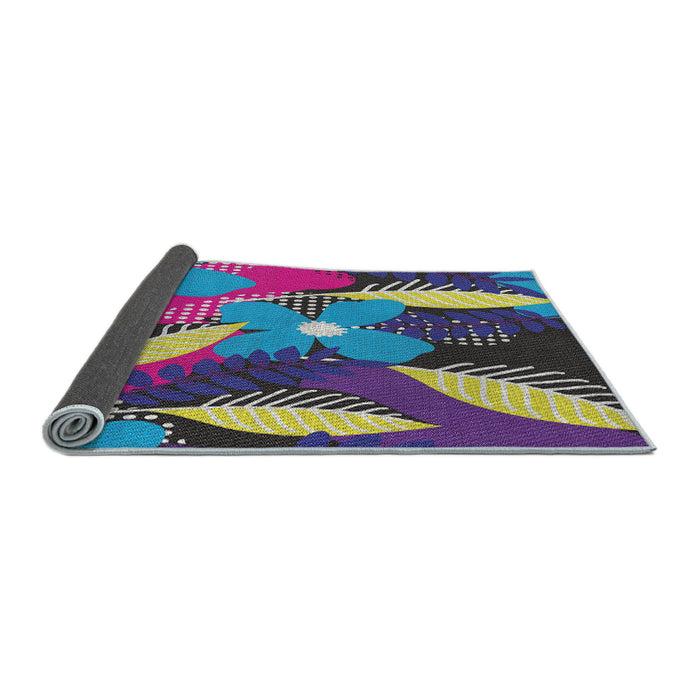 Thickness of Patterned Blue Novelty Rug, pat1010