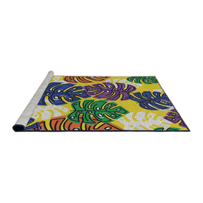 Serging Thickness of Machine Washable Transitional Plum Purple Rug, wshpat1015