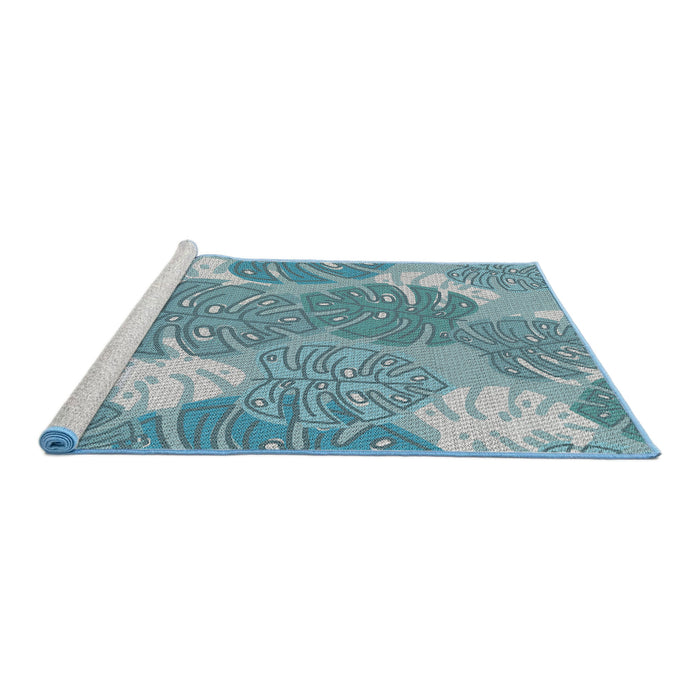 Serging Thickness of Machine Washable Transitional Aquamarine Stone Green Rug, wshpat1016