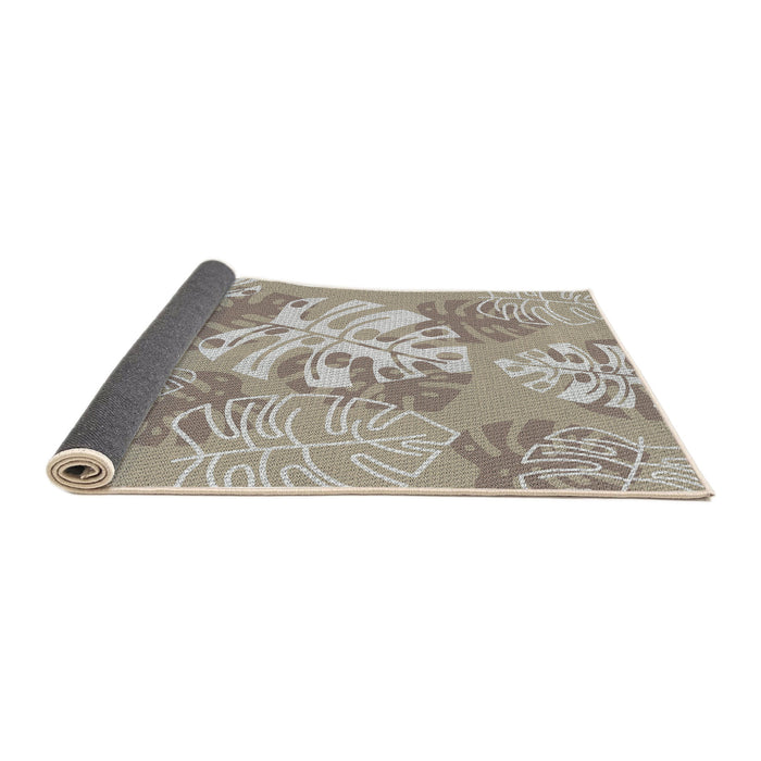 Thickness of Patterned Army Brown Novelty Rug, pat1017