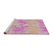 Serging Thickness of Machine Washable Transitional Deep Rose Pink Rug, wshpat1028