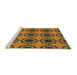 Serging Thickness of Machine Washable Transitional Yellow Rug, wshpat1029