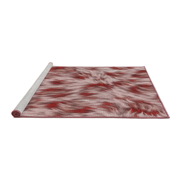 Serging Thickness of Machine Washable Transitional Brown Red Rug, wshpat103