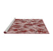 Serging Thickness of Machine Washable Transitional Brown Red Rug, wshpat103