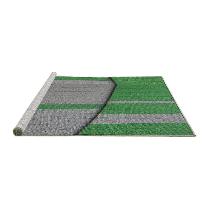 Serging Thickness of Machine Washable Transitional Green Rug, wshpat1032